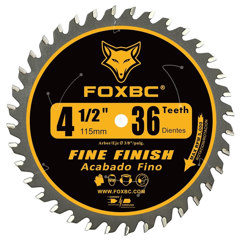 FOXBC 4-1/2 Inch Trim Circular Saw Blade 36 Tooth Fine Finish Wood Cutting with 3/8-Inch Arbor - Image 4